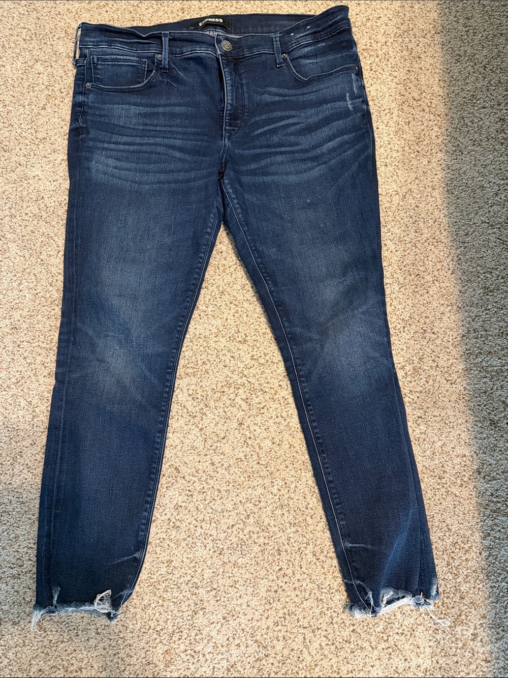 Express Dark Blue Ankle Crop Skinny Jeans
